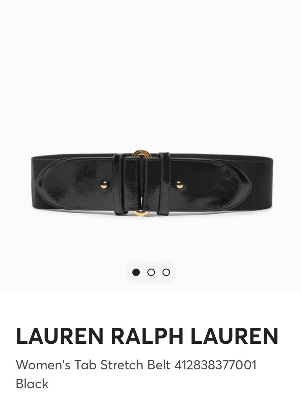 Lauren Ralph Lauren Black Patent Leather and Elastic Tab Stretch Belt Sz Med EUC